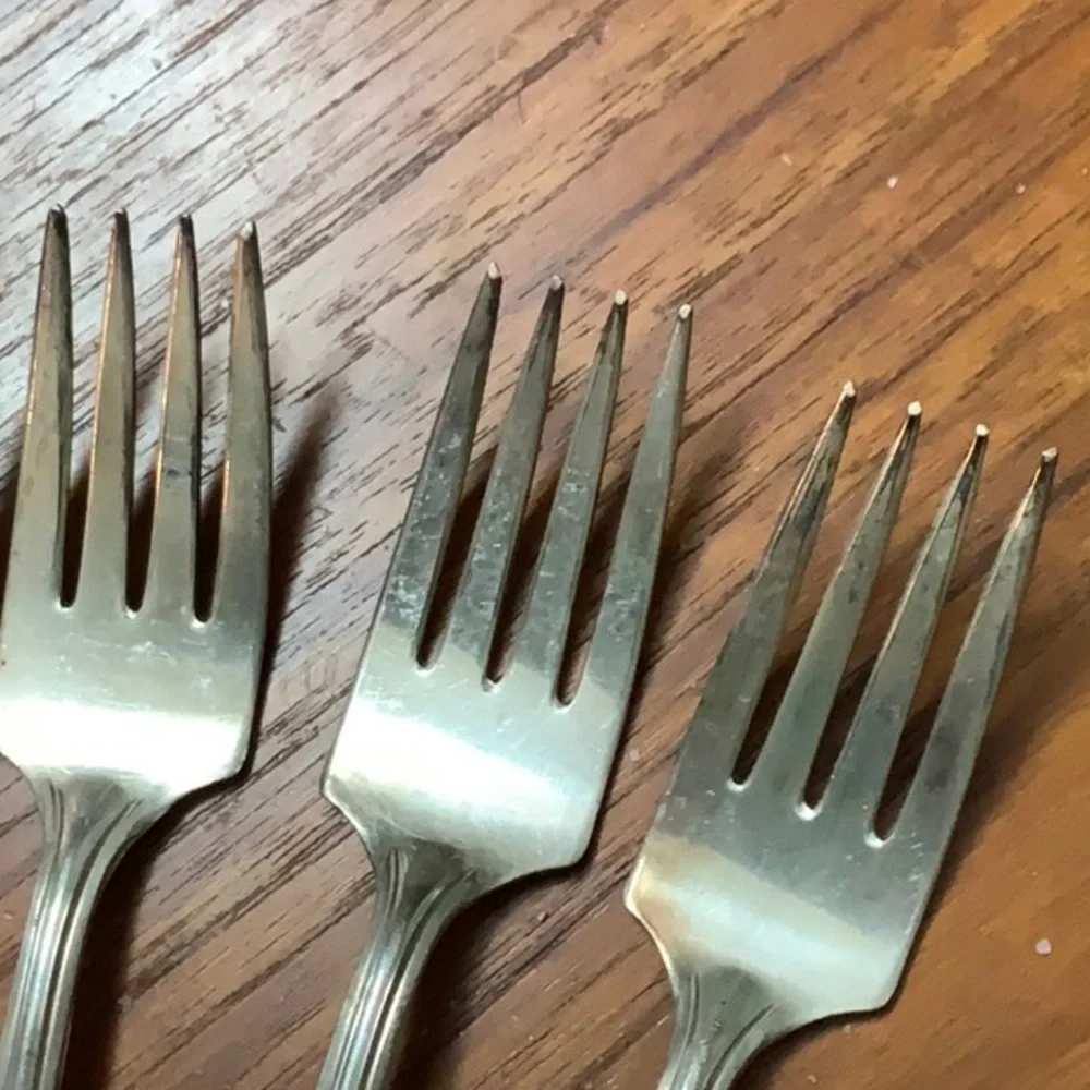 HBC9 Pat’d Set of Six Silver Plate Dessert Forks Vintage